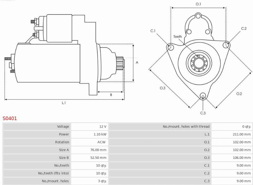 AS-PL S0401 - Starter parts5.com