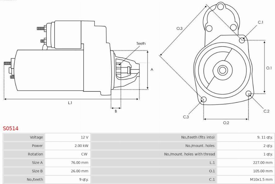 AS-PL S0514 - Startér parts5.com