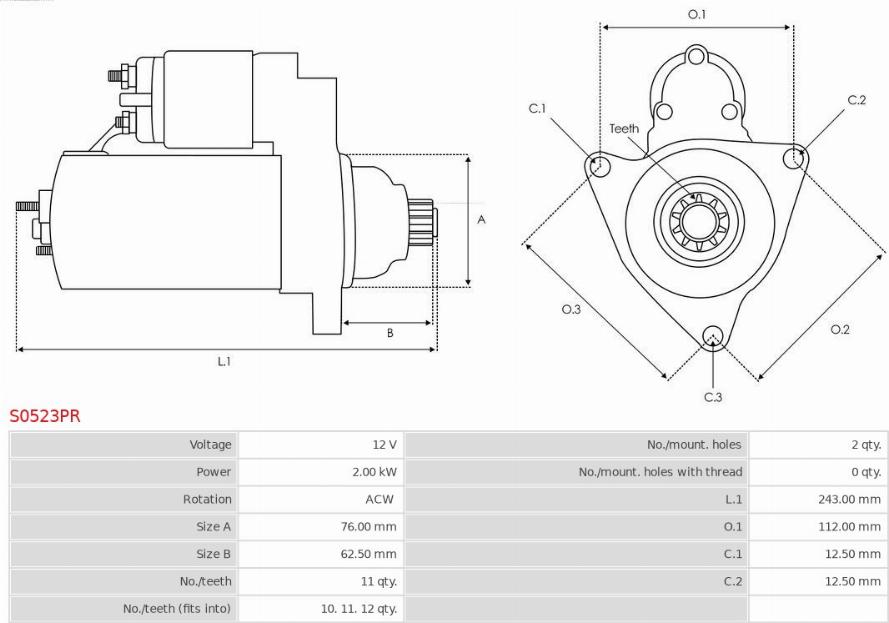 AS-PL S0523PR - Starter parts5.com