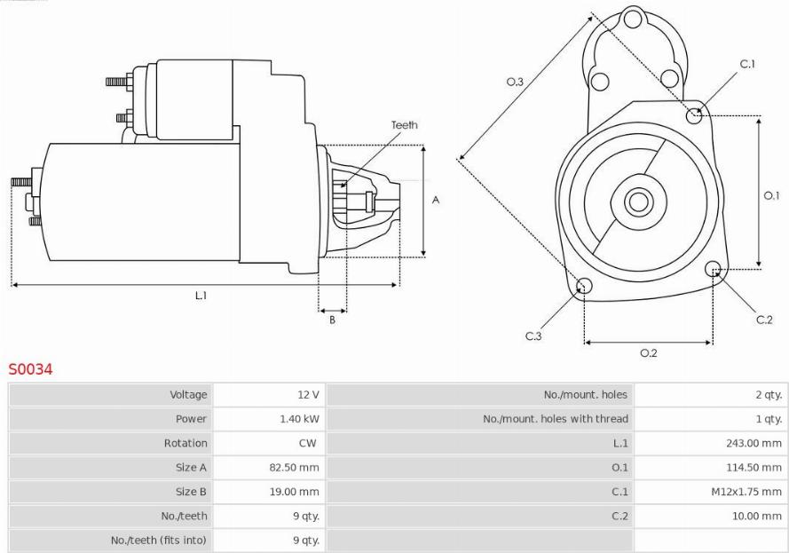 AS-PL S0034 - Starter parts5.com