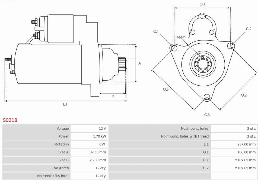 AS-PL S0218 - Käynnistinmoottori parts5.com