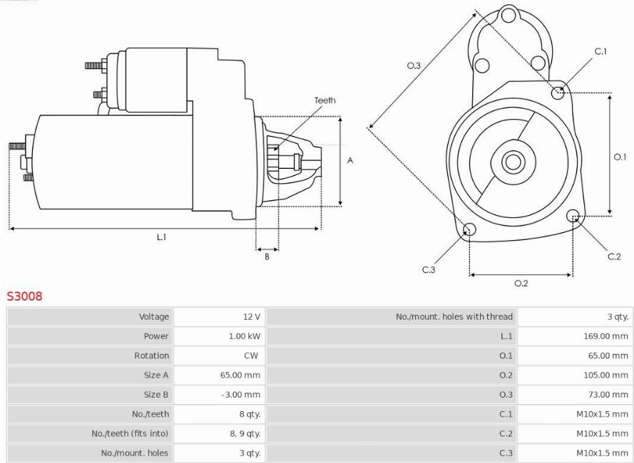 AS-PL S3008 - Starter parts5.com