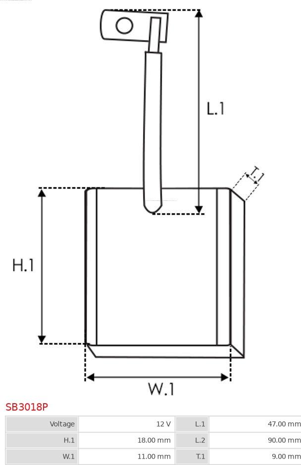 AS-PL SB3018P - Escobilla de carbón, arrancador parts5.com