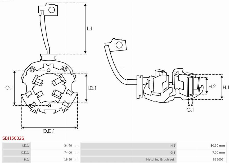 AS-PL SBH5032S - Mocowanie, szczotki węglowe parts5.com