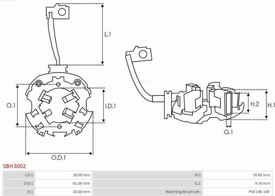 AS-PL SBH3002 - Soporte, escobillas de carbón parts5.com