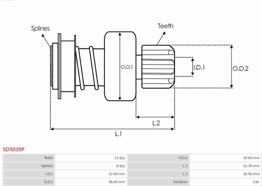 AS-PL SD5035P - Pinion electromotor parts5.com