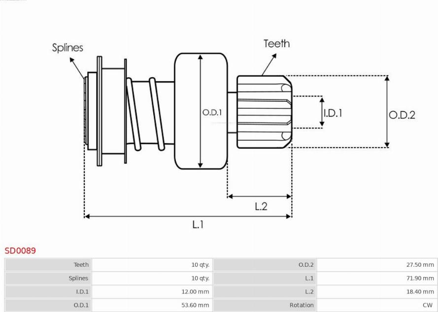 AS-PL SD0089 - Pinion electromotor parts5.com