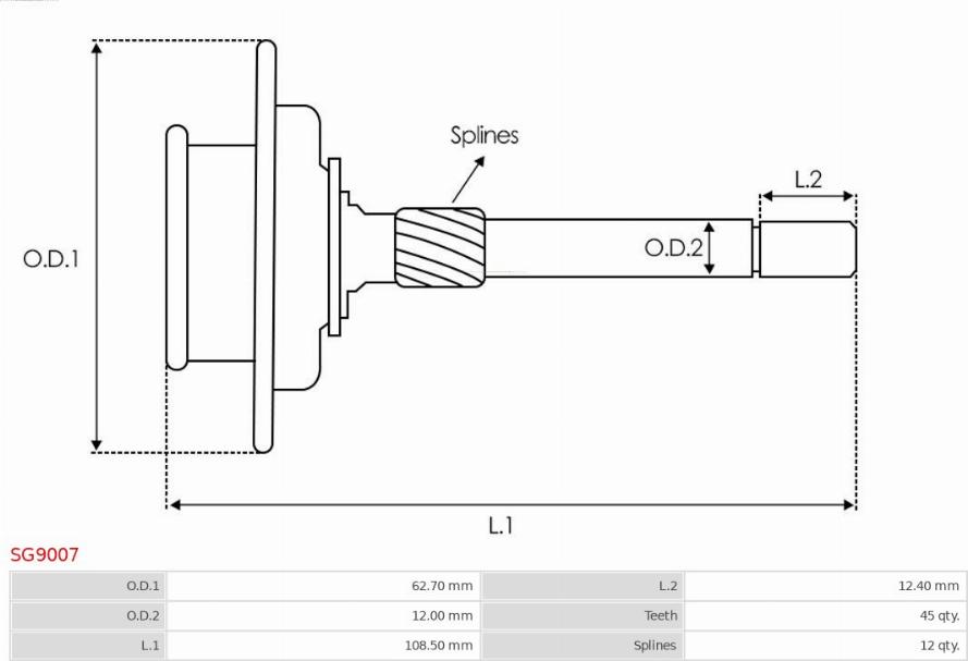 AS-PL SG9007 - Korjaussarja, planeettavaihde-käynnistin parts5.com