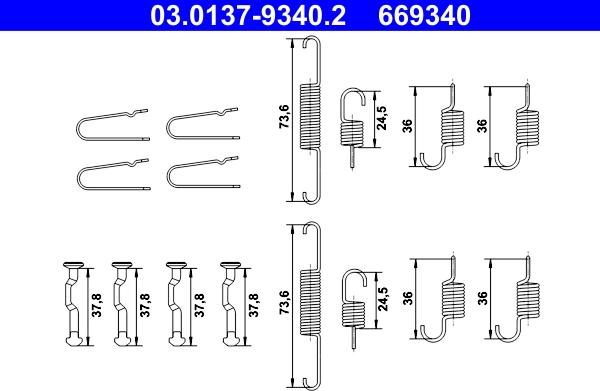 ATE 03.0137-9340.2 - Komplet pribora, čeljusti parkirne kočnice parts5.com