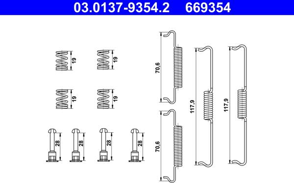 ATE 03.0137-9354.2 - Set accesorii, saboti frana parcare parts5.com