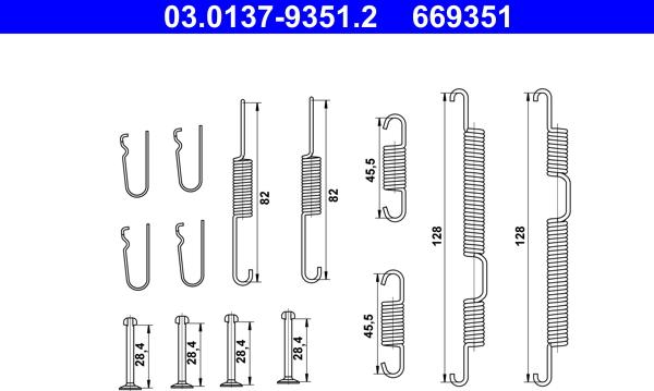 ATE 03.0137-9351.2 - Juego de accesorios, zapatas de freno parts5.com