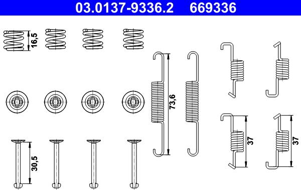 ATE 03.0137-9336.2 - Komplet pribora, čeljusti parkirne kočnice parts5.com