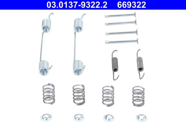 ATE 03.0137-9322.2 - Set accesorii, sabot de frana parts5.com