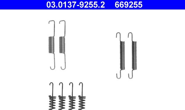 ATE 03.0137-9255.2 - Komplet pribora, kočione papuče ručne kočnice parts5.com