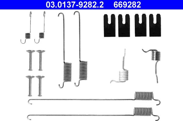 ATE 03.0137-9282.2 - Aksesuar seti, Fren pabucu parts5.com