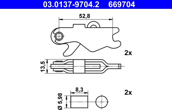 ATE 03.0137-9704.2 - Komplet pribora, kočione papuče ručne kočnice parts5.com