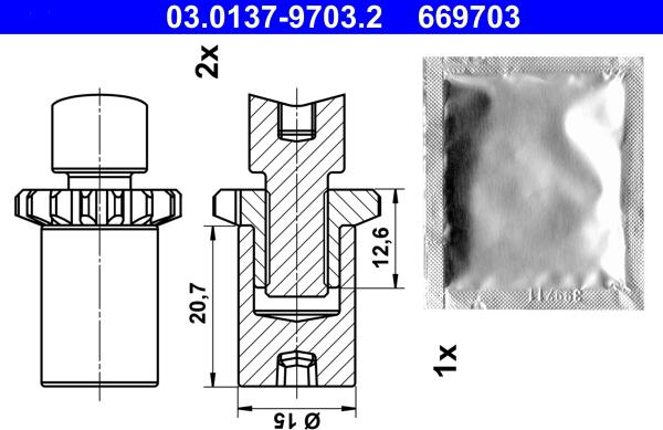 ATE 03.0137-9703.2 - Kit d'accessoires, mâchoires de frein de stationnement parts5.com