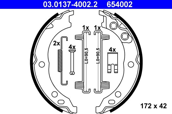 ATE 03.0137-4002.2 - Brake Shoe Set, parking brake parts5.com