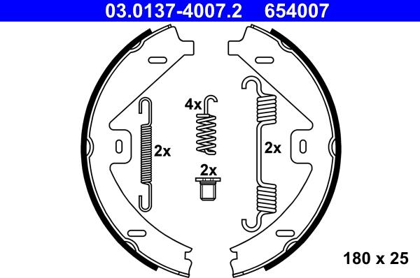 ATE 03.0137-4007.2 - Komplet zavorne celjusti, rocna zavora parts5.com