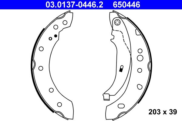 ATE 03.0137-0446.2 - Jeu de mâchoires de frein parts5.com