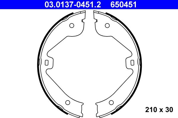 ATE 03.0137-0451.2 - Juego de zapatas de frenos, freno de estacionamiento parts5.com