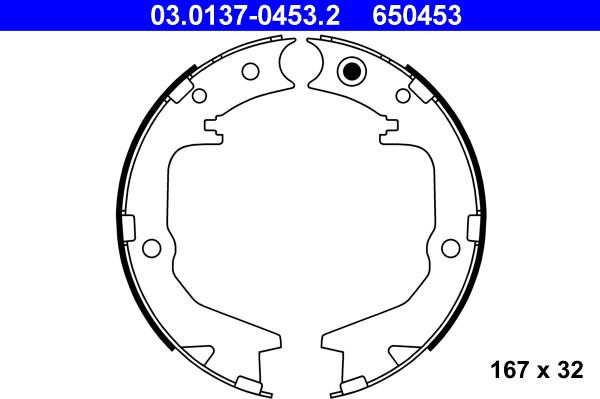 ATE 03.0137-0453.2 - Juego de zapatas de frenos, freno de estacionamiento parts5.com