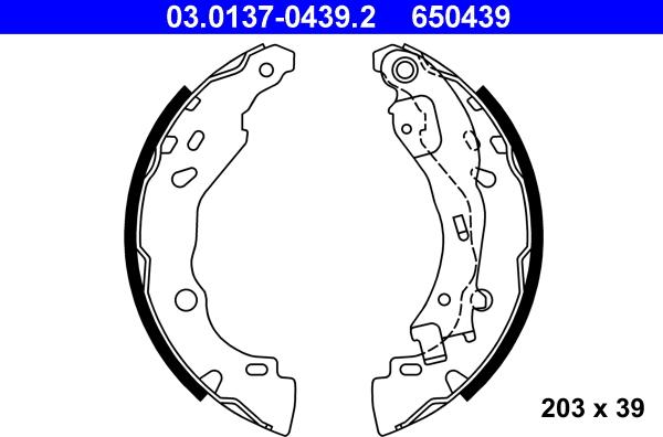 ATE 03.0137-0439.2 - Sada brzdových čeľustí parts5.com