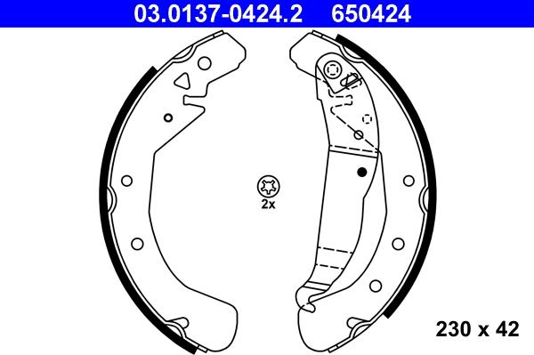 ATE 03.0137-0424.2 - Sada brzdových čeľustí parts5.com