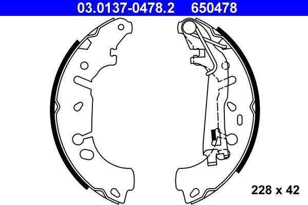 ATE 03.0137-0478.2 - Juego de zapatas de frenos parts5.com