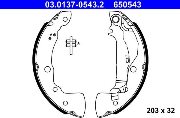 ATE 03.0137-0543.2 - Juego de zapatas de frenos parts5.com