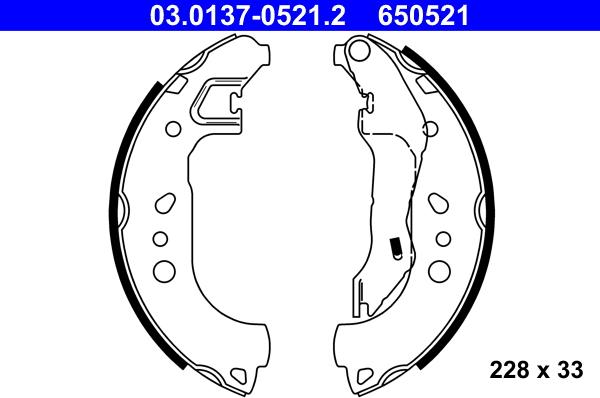 ATE 03.0137-0521.2 - Jeu de mâchoires de frein parts5.com