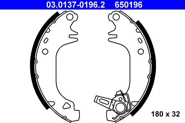 ATE 03.0137-0196.2 - Brake Shoe Set parts5.com