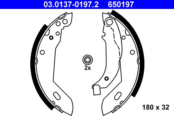 ATE 03.0137-0197.2 - Brake Shoe Set parts5.com