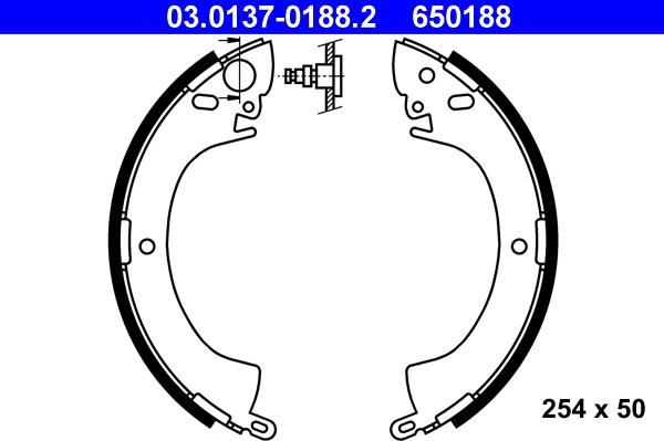 ATE 03.0137-0188.2 - Zestaw szczęk hamulcowych parts5.com