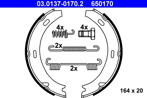 ATE 03.0137-0170.2 - Brake Shoe Set, parking brake parts5.com