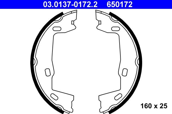 ATE 03.0137-0172.2 - Jeu de mâchoires de frein, frein de stationnement parts5.com