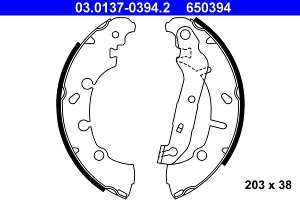 ATE 03.0137-0394.2 - Juego de zapatas de frenos parts5.com