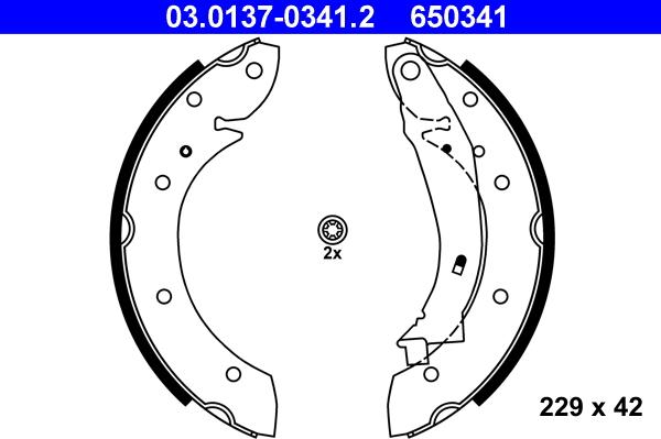 ATE 03.0137-0341.2 - Brake Shoe Set parts5.com