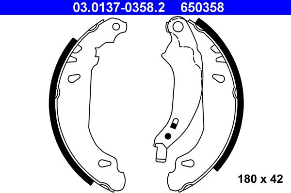 ATE 03.0137-0358.2 - Fren pabuç takımı parts5.com