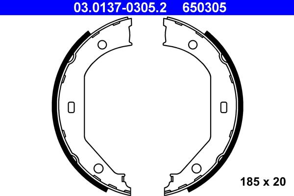 ATE 03.0137-0305.2 - Juego de zapatas de frenos, freno de estacionamiento parts5.com