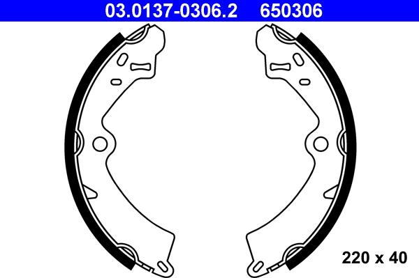 ATE 03.0137-0306.2 - Sada brzdových čelistí parts5.com