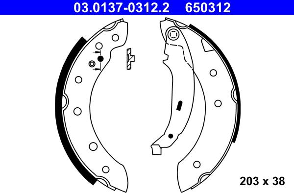 ATE 03.0137-0312.2 - Комплект спирачна челюст parts5.com