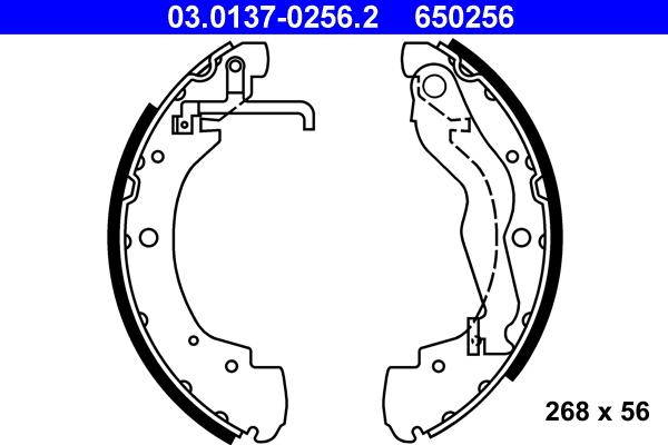 ATE 03.0137-0256.2 - Garnitura zavorne celjusti parts5.com