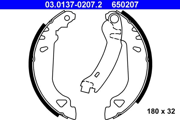 ATE 03.0137-0207.2 - Jeu de mâchoires de frein parts5.com