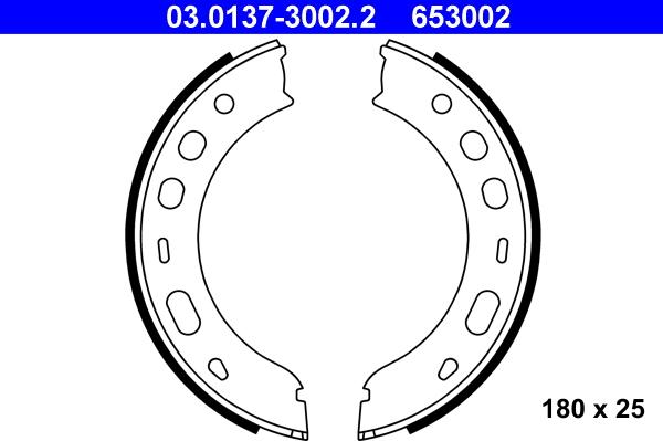 ATE 03.0137-3002.2 - Jeu de mâchoires de frein, frein de stationnement parts5.com