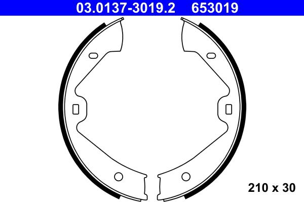 ATE 03.0137-3019.2 - Set saboti frana, frana de mana parts5.com