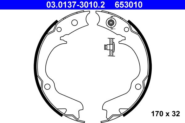 ATE 03.0137-3010.2 - Juego de zapatas de frenos, freno de estacionamiento parts5.com