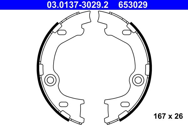 ATE 03.0137-3029.2 - Brake Shoe Set, parking brake parts5.com