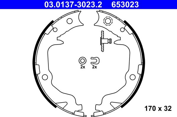 ATE 03.0137-3023.2 - Juego de zapatas de frenos, freno de estacionamiento parts5.com