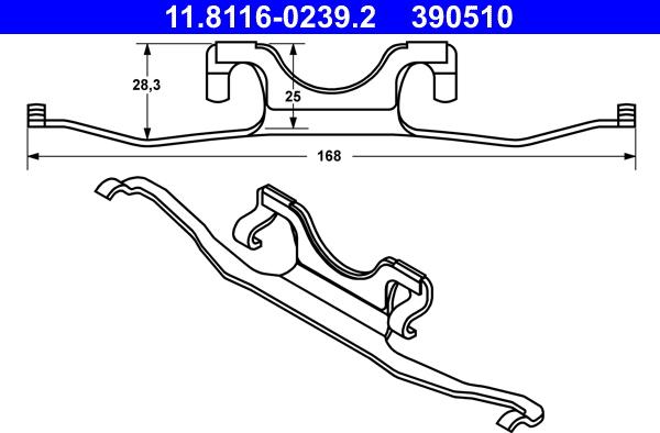 ATE 11.8116-0239.2 - Muelle, pinza de freno parts5.com